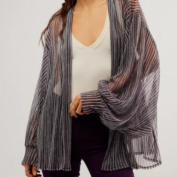 NWT Free People Shimmer Stripe Kimono Rose Quartz - Picture 1 of 6